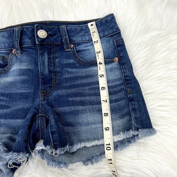 American Eagle Womens 00 Midi Distressed Cutoff Shorts Super Stretch - Picture 7 of 8